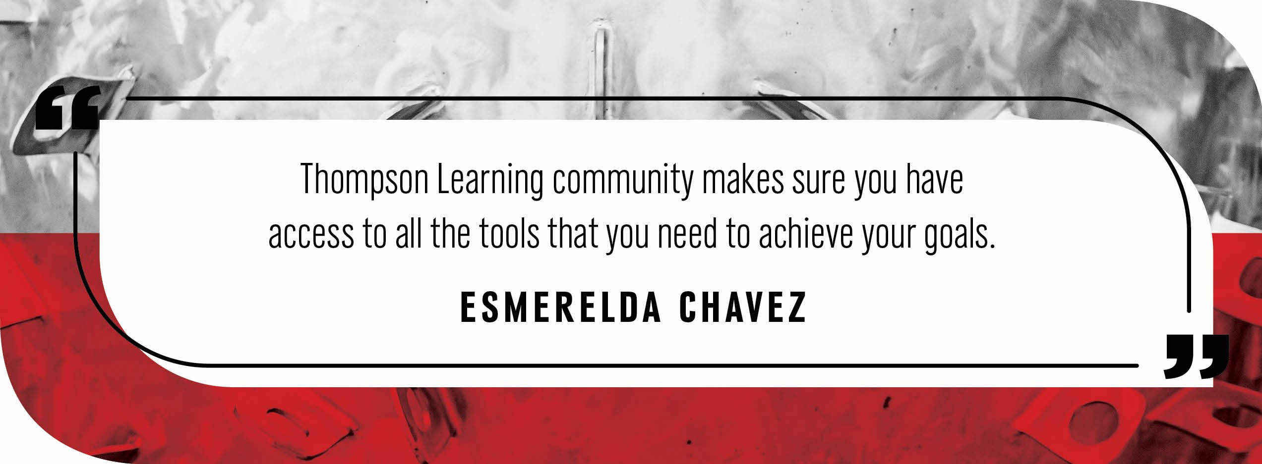 Quote by Esmerelda Chavez: "Thompson Learning commnuity makes sure you have access to all the tools that you need to achieve your goals."