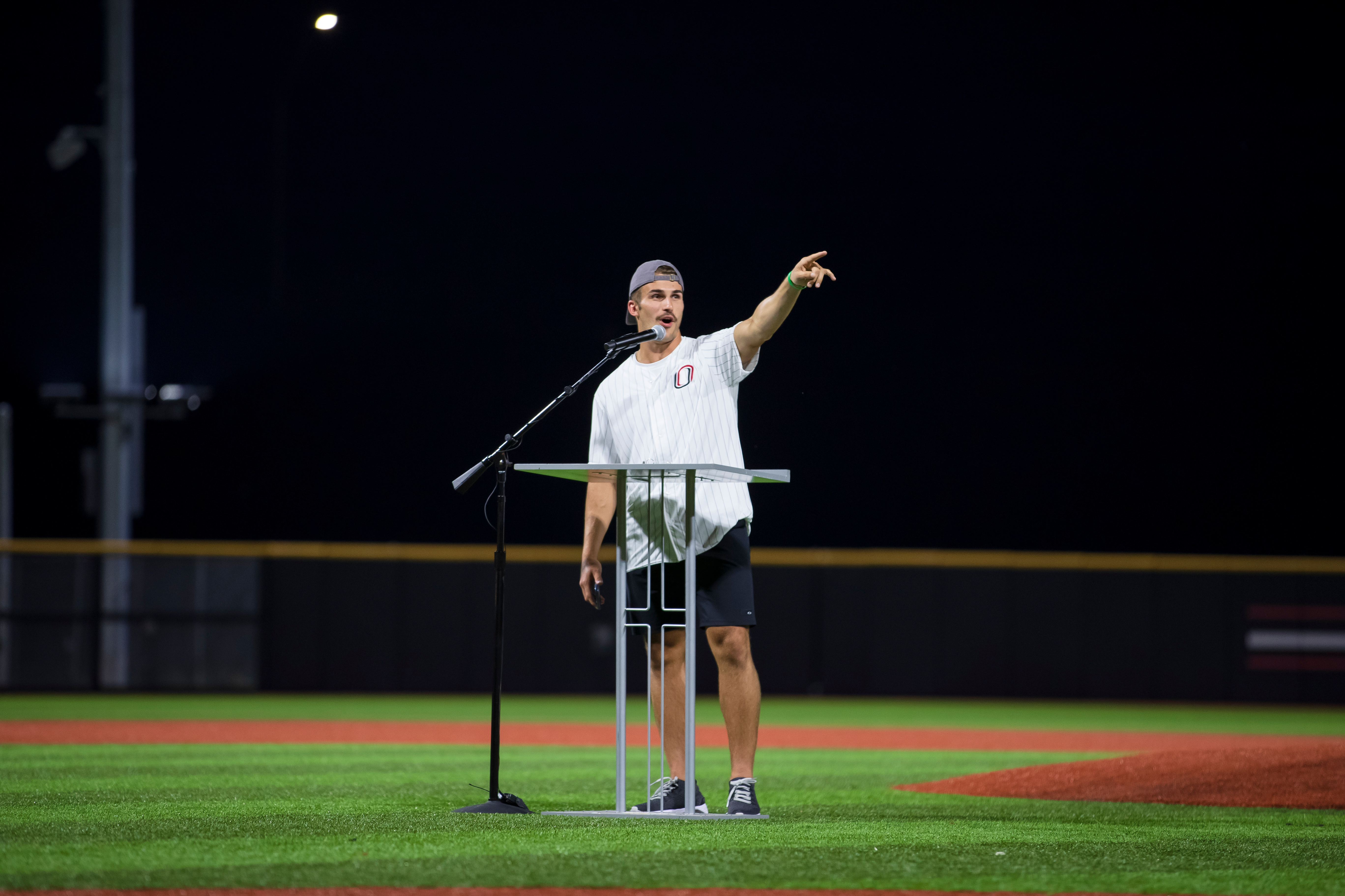 Nolan Sullivan gives a speech to his fellow students at an event. 